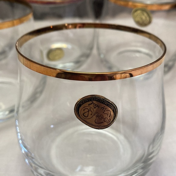 1980 Bohemiam Crysalex Geneva Old Fashion Gold Rim. Whiskey Low Ball Glasses - Picture 6 of 16